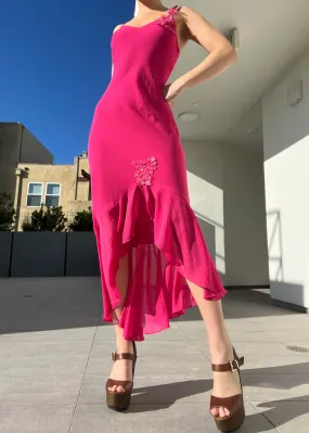 90's Hot Pink Mermaid Gown (M)