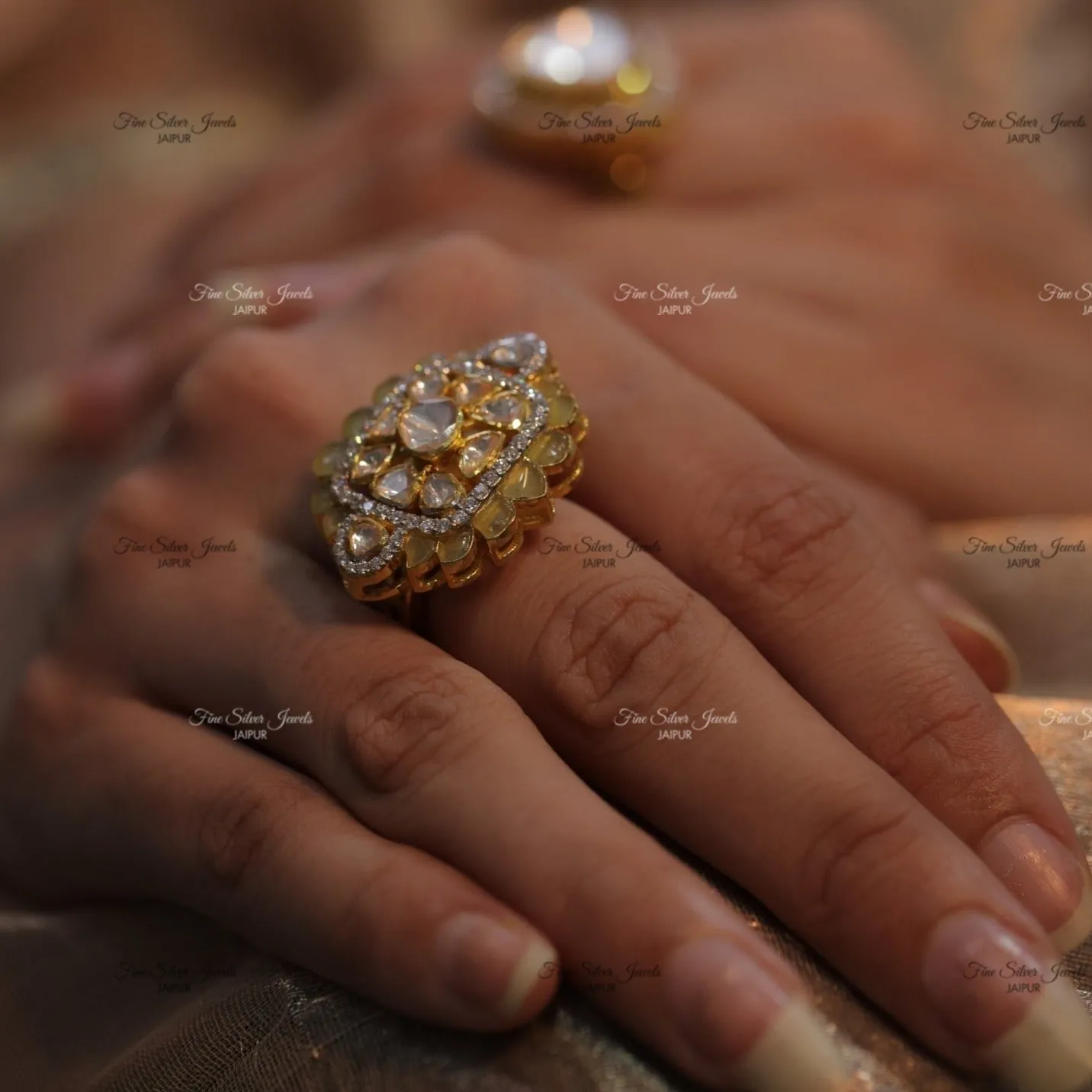 925 silver shloka polki ring