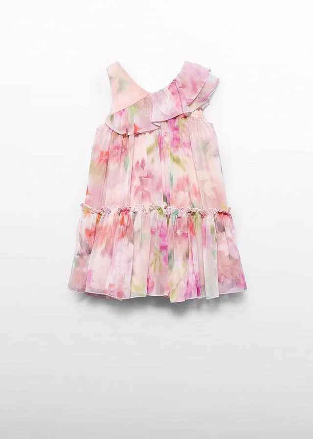 Abel & Lula Girls Pastel Watercolors Floral Dress - Ruffle