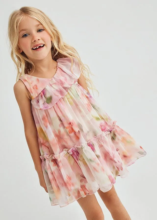 Abel & Lula Girls Pastel Watercolors Floral Dress - Ruffle