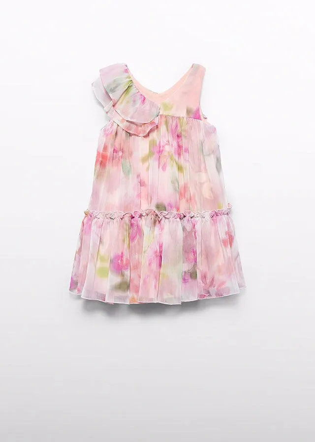 Abel & Lula Girls Pastel Watercolors Floral Dress - Ruffle