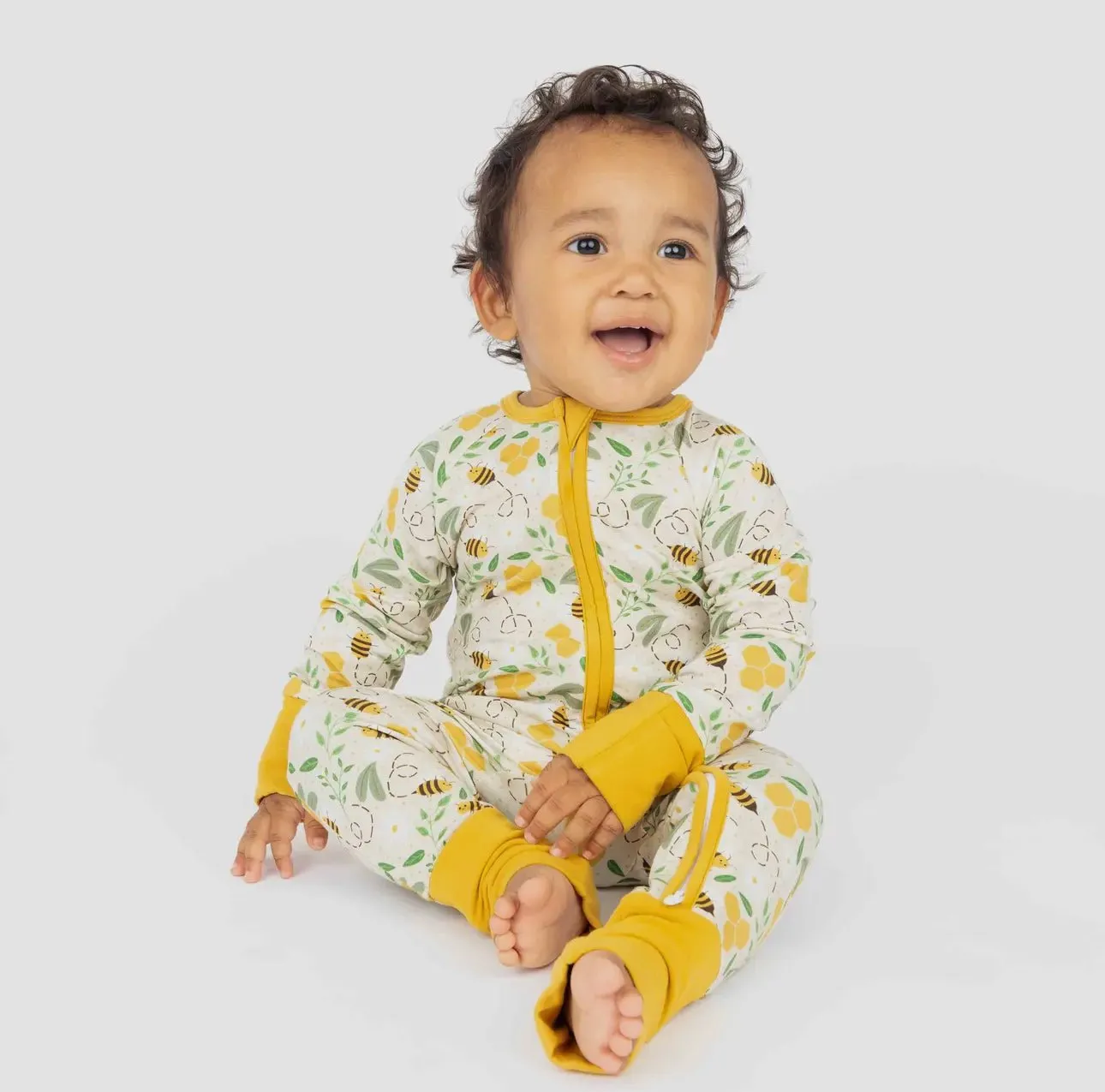 Bee Friends Ocean Bamboo Convertible Baby Pajamas