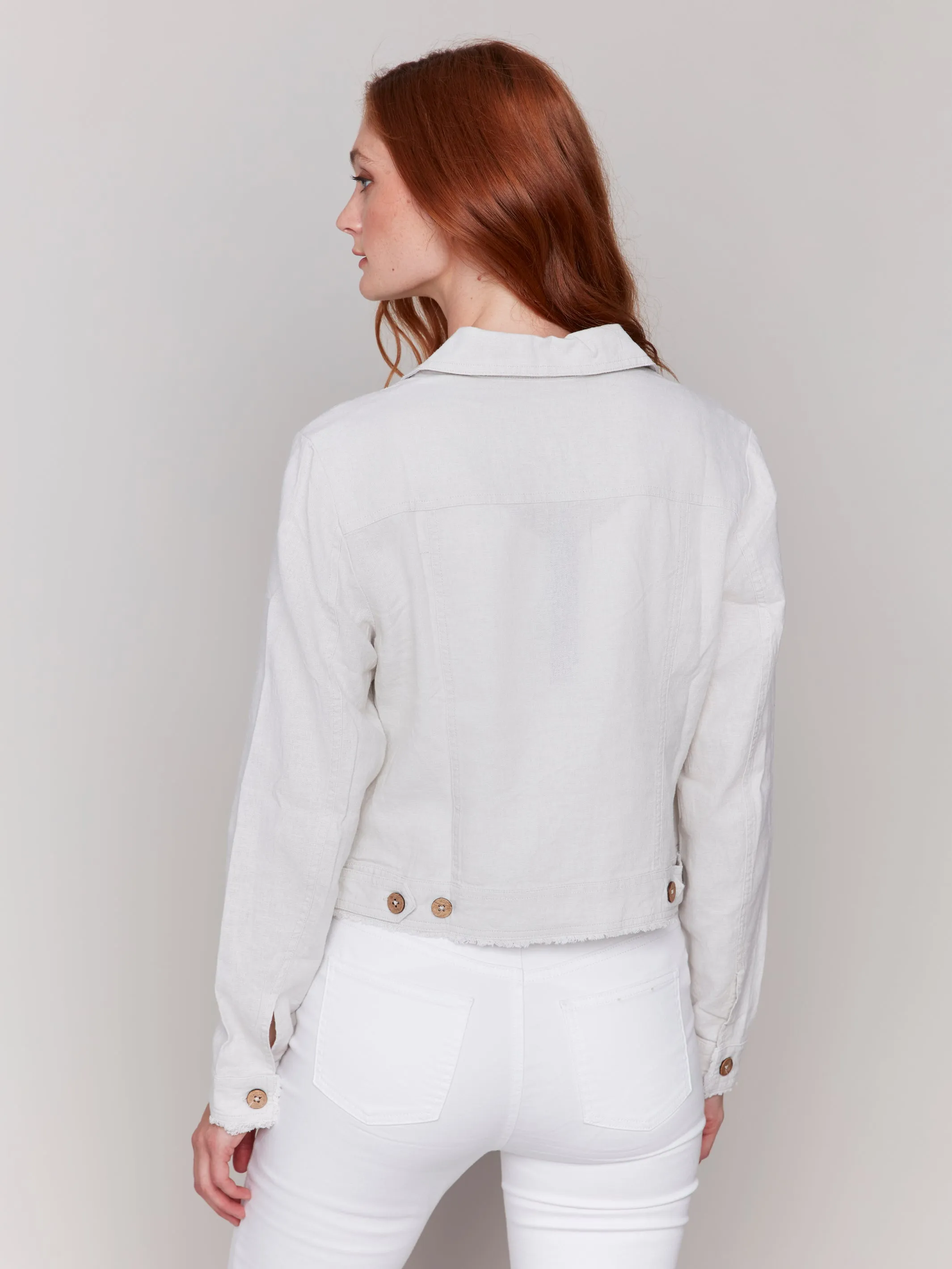 Charlie B Button Front Jacket C6199 Natural