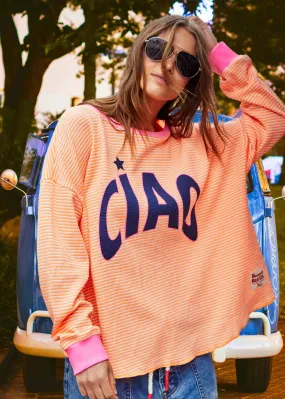 CIAO Orange Stripe Waffle Top