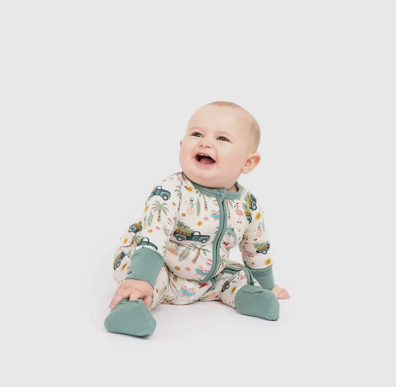 Coastal Christmas Holiday Bamboo Baby Pajamas