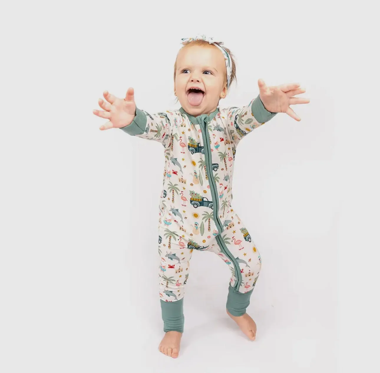 Coastal Christmas Holiday Bamboo Baby Pajamas