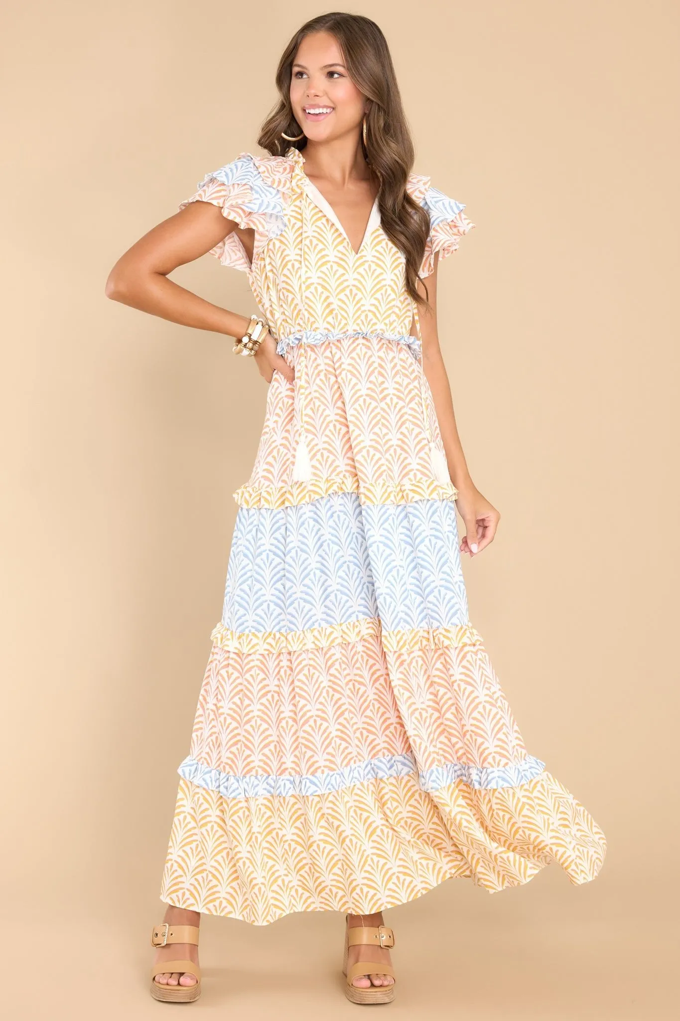 If You Dare Sunflower Yellow Multi Print Maxi Dress
