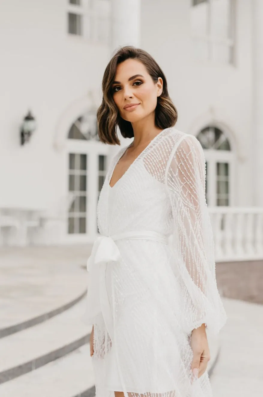 London Sequin Beaded Maxi Bridal Robe - Includes Slip