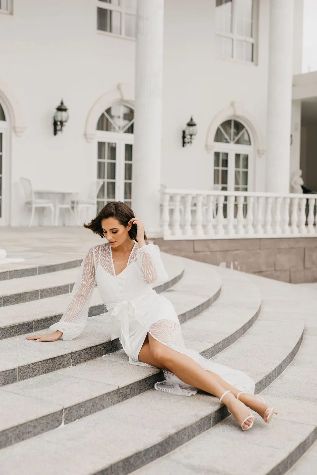 London Sequin Beaded Maxi Bridal Robe - Includes Slip