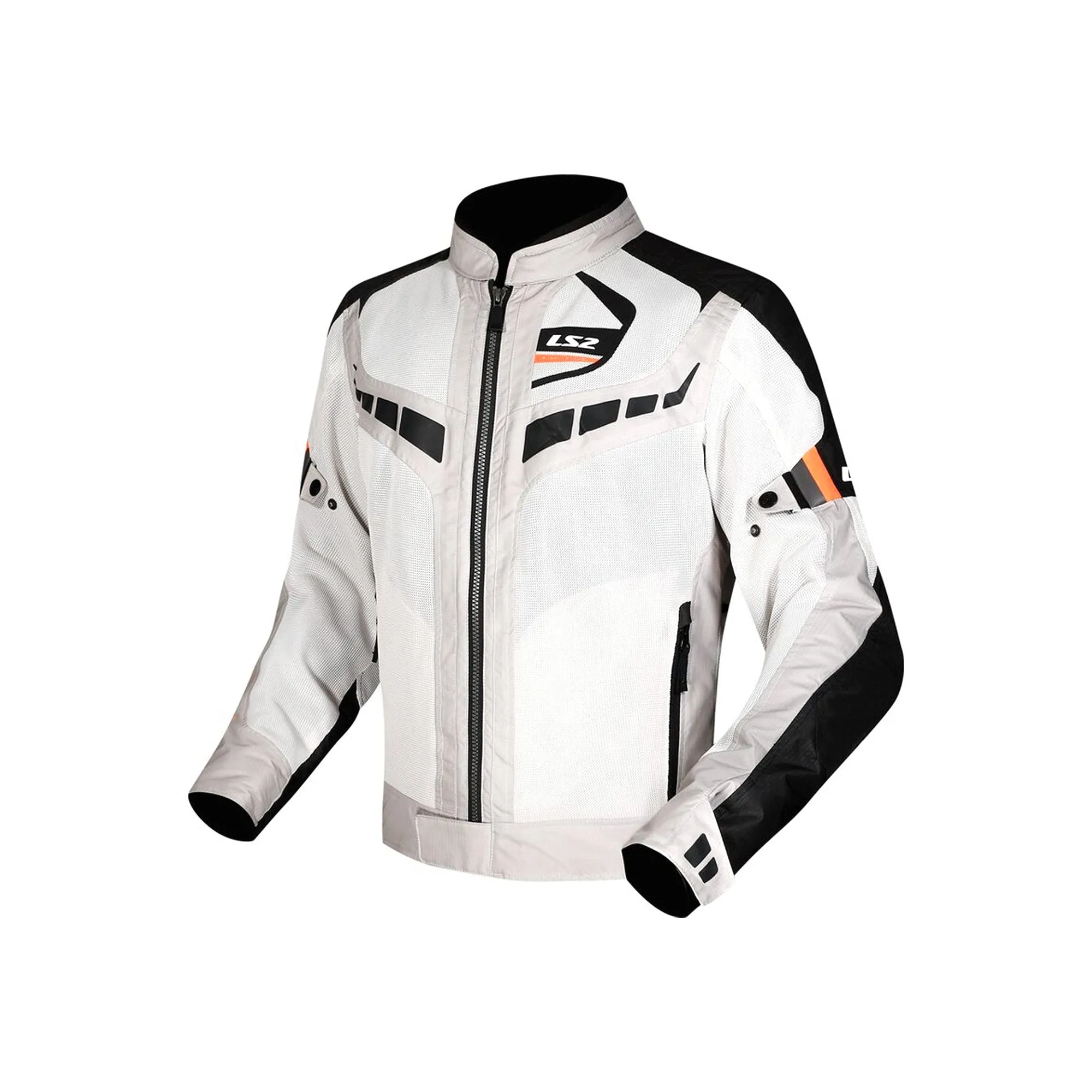 LS2 Lightweight Summer Motorcycle Jacket MJ158 Black/Light Grey/Orange - 609309
