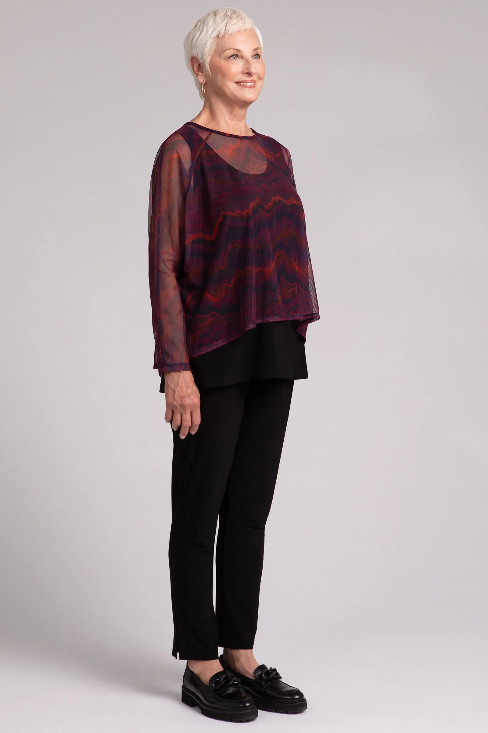 Mesh Raglan Cinch Top Plus | Agate