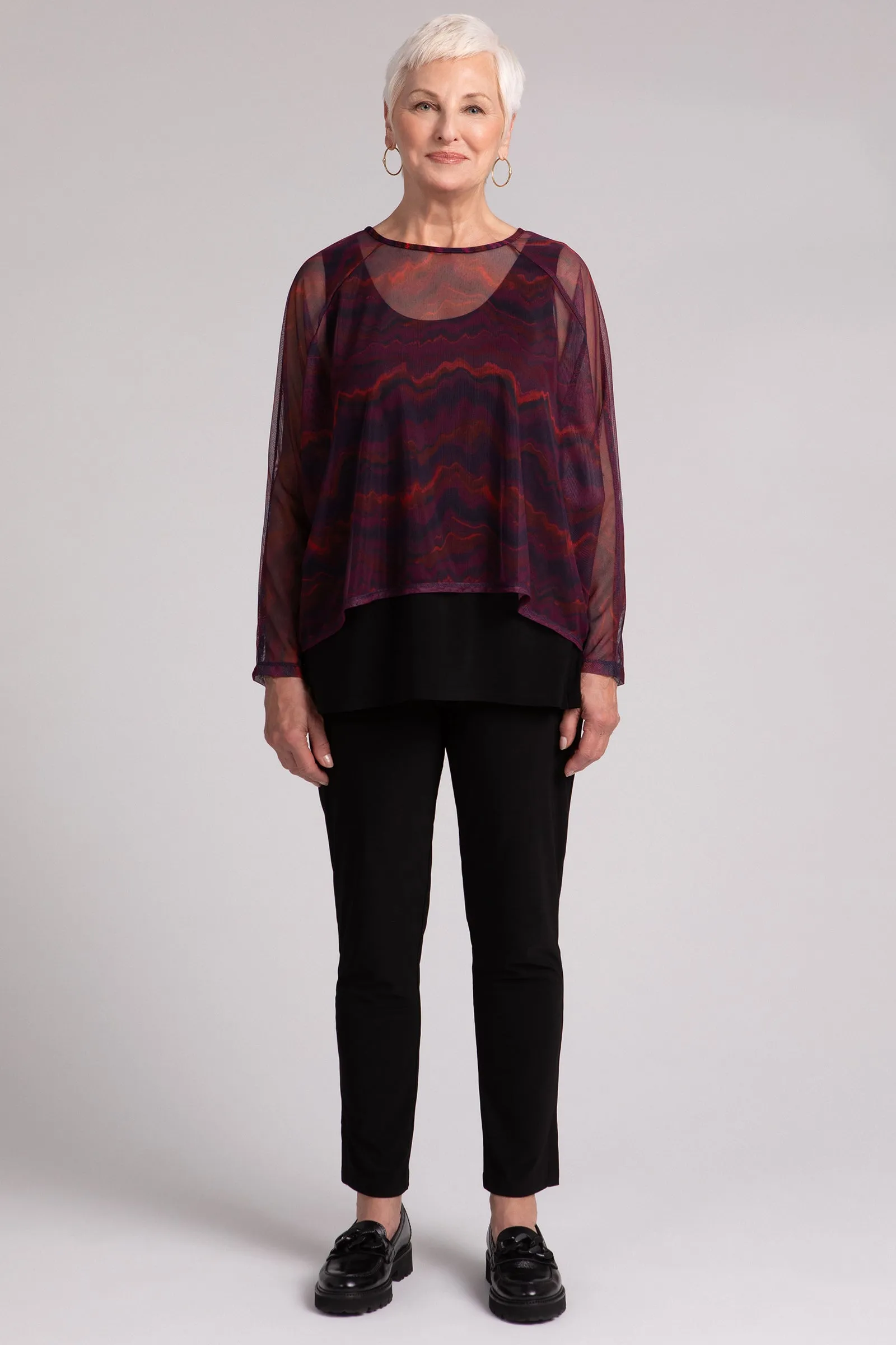 Mesh Raglan Cinch Top Plus | Agate