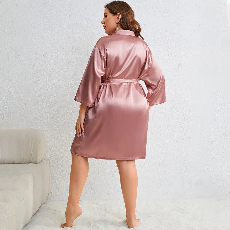 Plus Size Sexy Morning Gowns Slip Nightdress Suit Ice Silk Silk Pajamas Homewear Night Robe Spring Summer Two Piece Dress