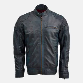 Pyramid Blue Leather Waxed Jacket