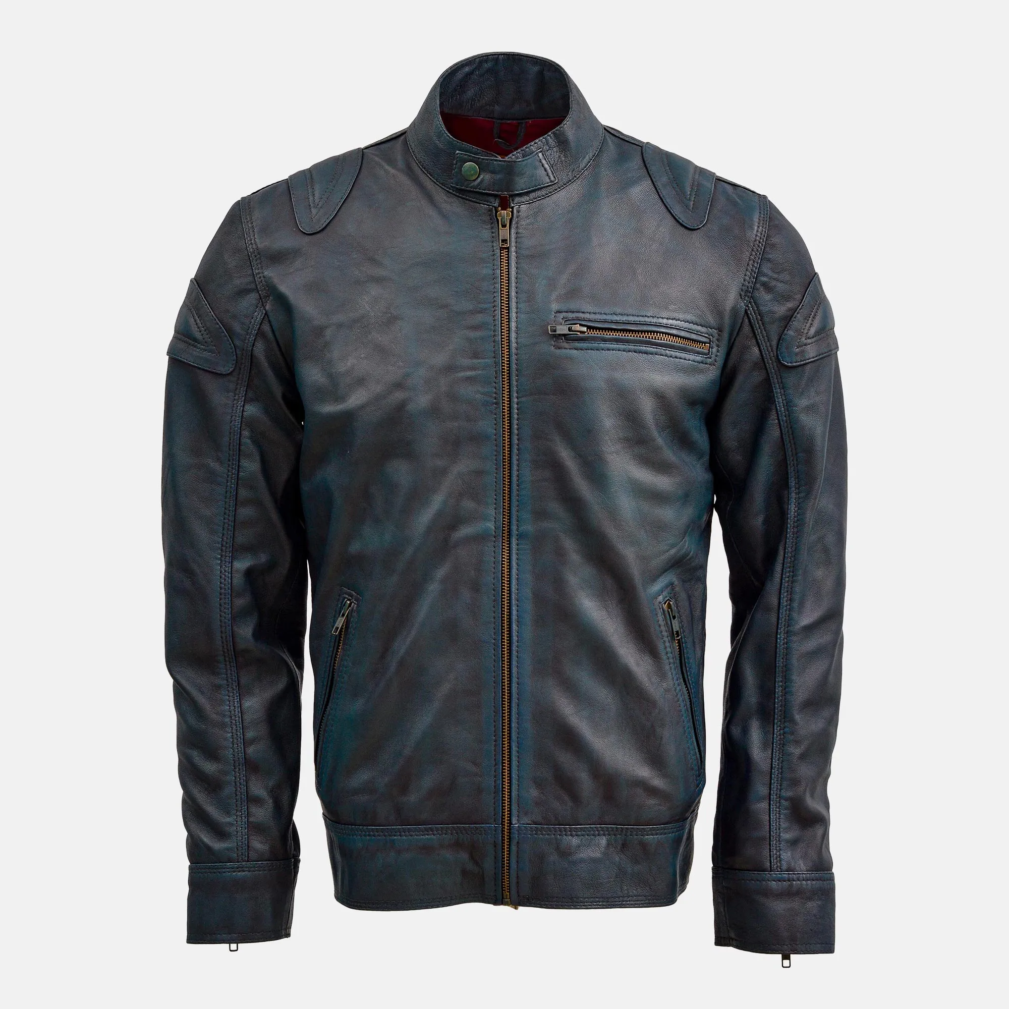 Pyramid Blue Leather Waxed Jacket