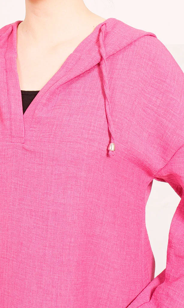 R207234-R207234 - Belted Linen Shirt - Blue
