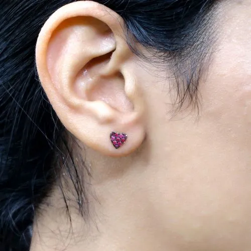 Ruby heart Shape Studs 6.5mm