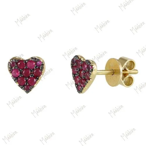 Ruby heart Shape Studs 6.5mm